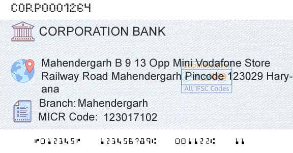Corporation Bank MahendergarhBranch 