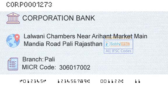 Corporation Bank PaliBranch 
