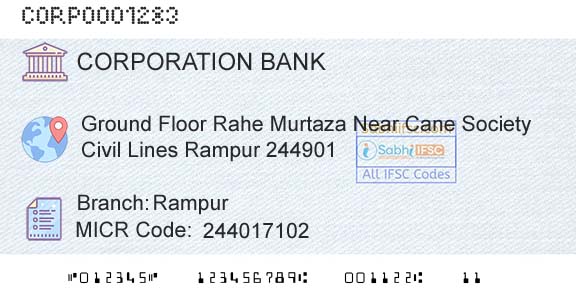 Corporation Bank RampurBranch 