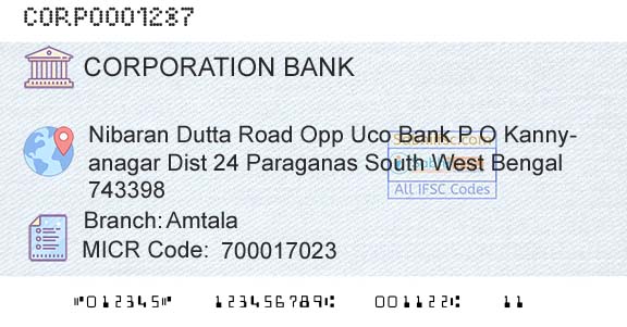 Corporation Bank AmtalaBranch 