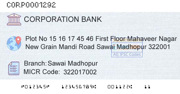 Corporation Bank Sawai MadhopurBranch 