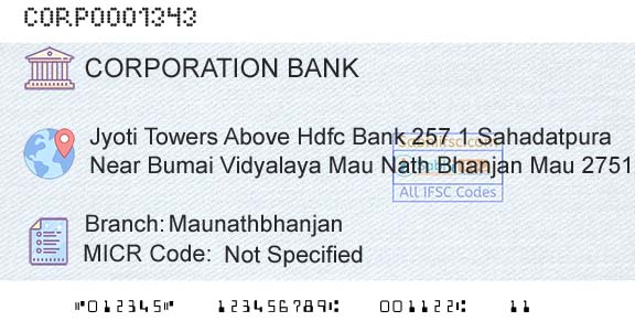 Corporation Bank MaunathbhanjanBranch 