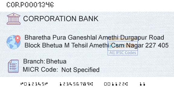 Corporation Bank BhetuaBranch 