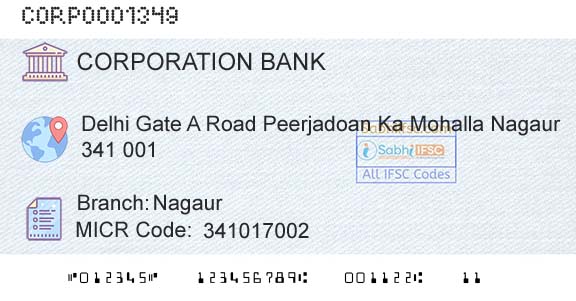 Corporation Bank NagaurBranch 
