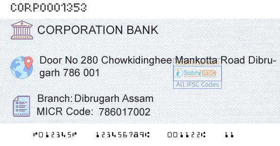 Corporation Bank Dibrugarh Assam Branch 