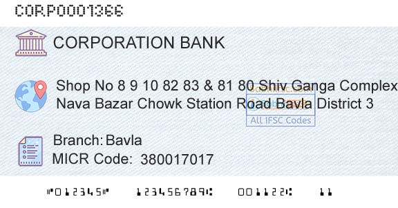 Corporation Bank BavlaBranch 