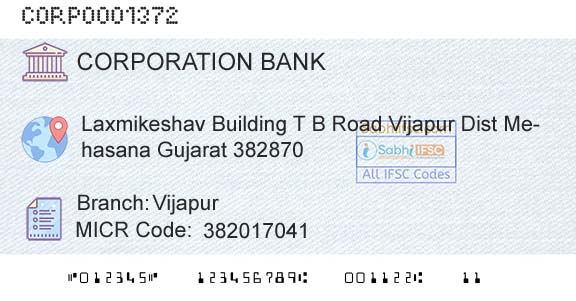 Corporation Bank VijapurBranch 