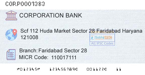 Corporation Bank Faridabad Sector 28Branch 