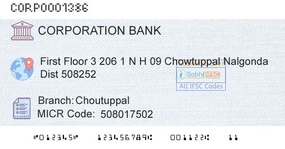 Corporation Bank ChoutuppalBranch 