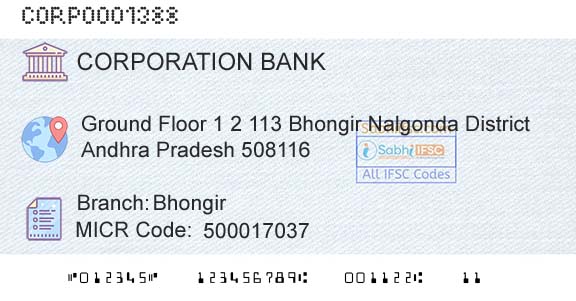 Corporation Bank BhongirBranch 