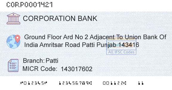 Corporation Bank PattiBranch 