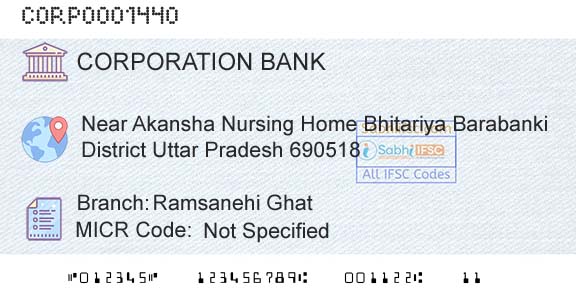 Corporation Bank Ramsanehi GhatBranch 