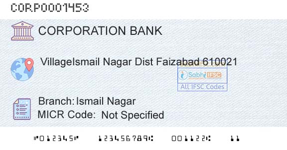 Corporation Bank Ismail NagarBranch 
