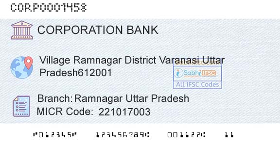 Corporation Bank Ramnagar Uttar PradeshBranch 