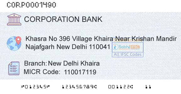 Corporation Bank New Delhi KhairaBranch 