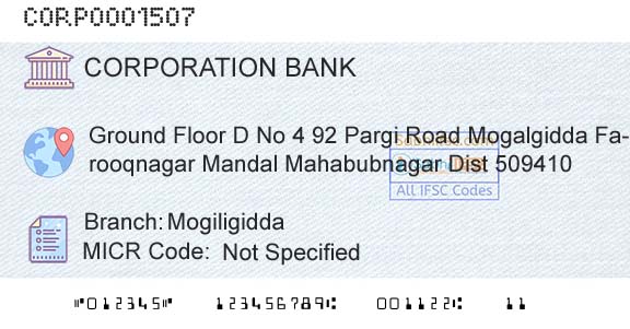 Corporation Bank MogiligiddaBranch 