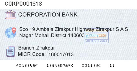 Corporation Bank ZirakpurBranch 