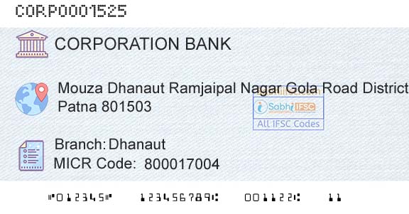 Corporation Bank DhanautBranch 