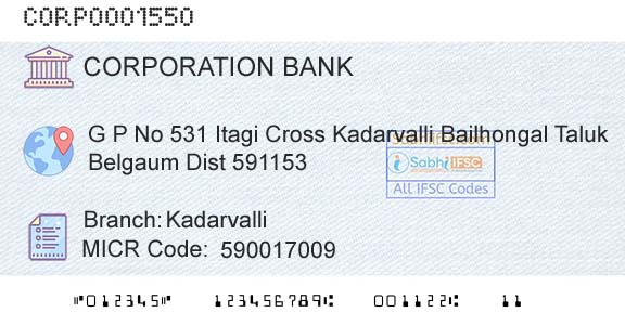 Corporation Bank KadarvalliBranch 