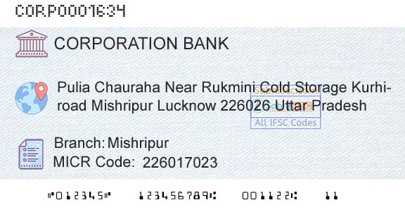Corporation Bank MishripurBranch 