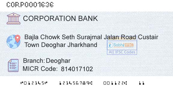 Corporation Bank DeogharBranch 