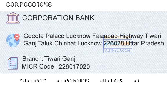 Corporation Bank Tiwari GanjBranch 