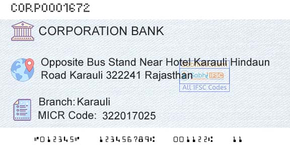 Corporation Bank KarauliBranch 