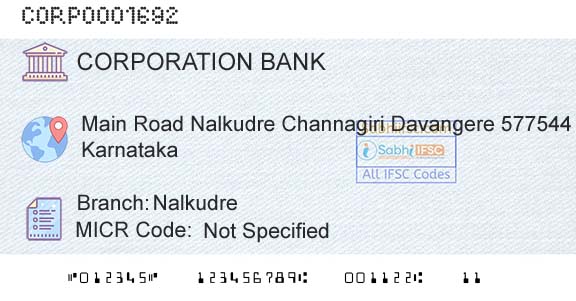 Corporation Bank NalkudreBranch 