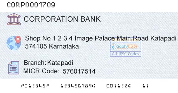 Corporation Bank KatapadiBranch 