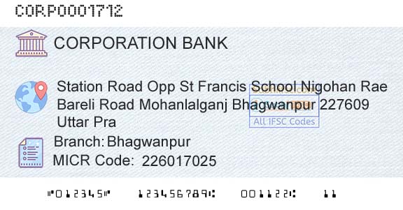 Corporation Bank BhagwanpurBranch 