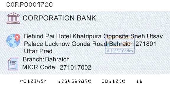 Corporation Bank BahraichBranch 