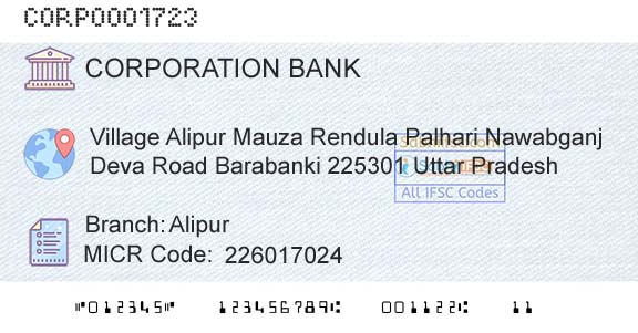 Corporation Bank AlipurBranch 