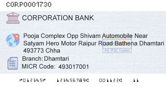 Corporation Bank DhamtariBranch 