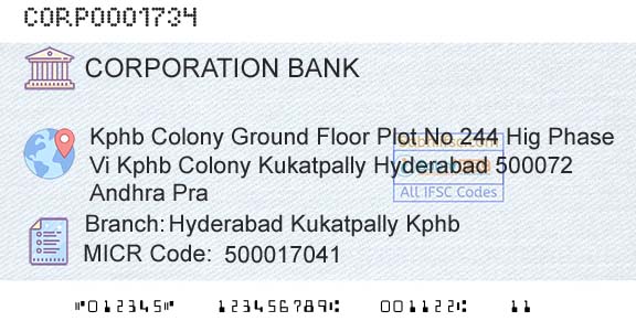 Corporation Bank Hyderabad Kukatpally KphbBranch 