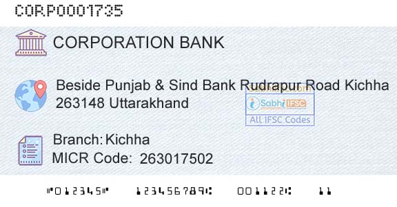 Corporation Bank KichhaBranch 