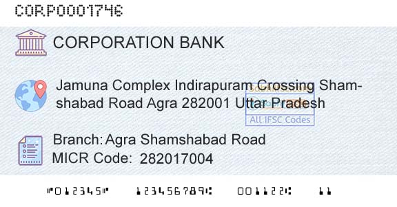 Corporation Bank Agra Shamshabad RoadBranch 