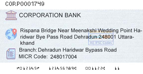 Corporation Bank Dehradun Haridwar Bypass RoadBranch 