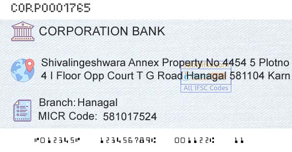 Corporation Bank HanagalBranch 