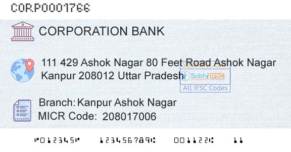 Corporation Bank Kanpur Ashok NagarBranch 