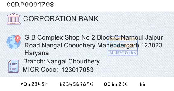Corporation Bank Nangal ChoudheryBranch 