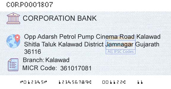 Corporation Bank KalawadBranch 