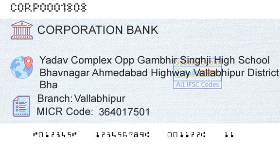 Corporation Bank VallabhipurBranch 