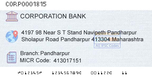 Corporation Bank PandharpurBranch 
