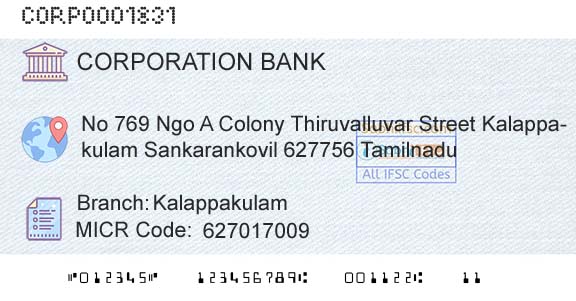 Corporation Bank KalappakulamBranch 