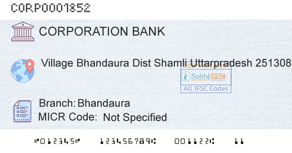 Corporation Bank BhandauraBranch 
