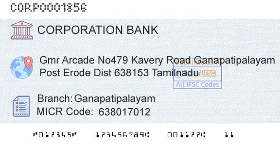 Corporation Bank GanapatipalayamBranch 