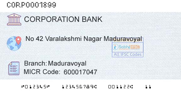 Corporation Bank MaduravoyalBranch 