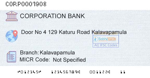 Corporation Bank KalavapamulaBranch 