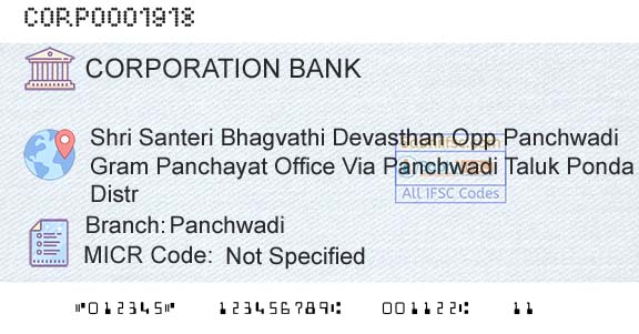 Corporation Bank PanchwadiBranch 