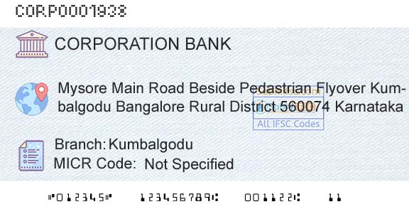 Corporation Bank KumbalgoduBranch 